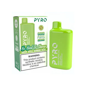 Pyro 6000 Puff Disposable Vape-Green Apple Rainbow Blast