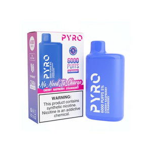 Pyro 6000 Puff Disposable Vape Cherry Raspberry Strawberry