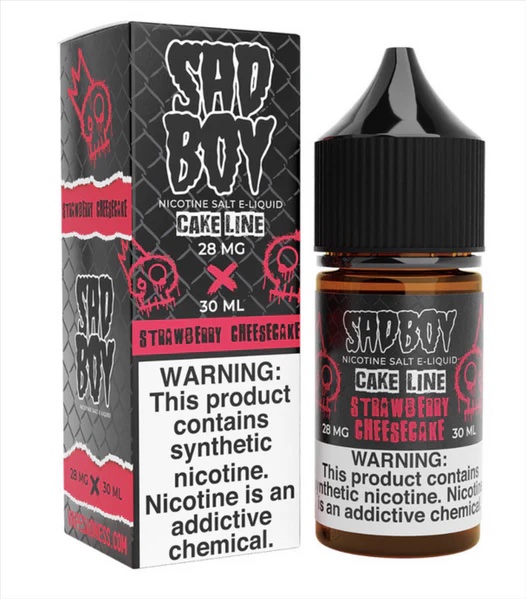 Strawberry-Cheesecake-30ml Sadboy Salt Strawberry Cheesecake 30ml bottle and box